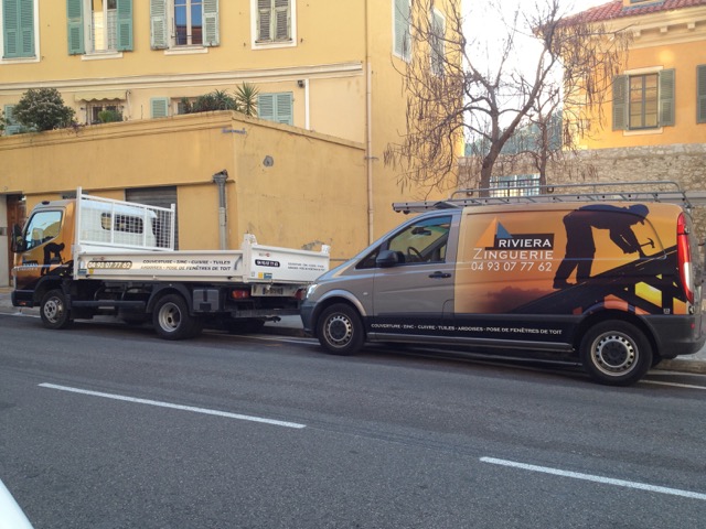 Camions de Riviera Zinguerie à nice, cagnes-sur-mer et menton